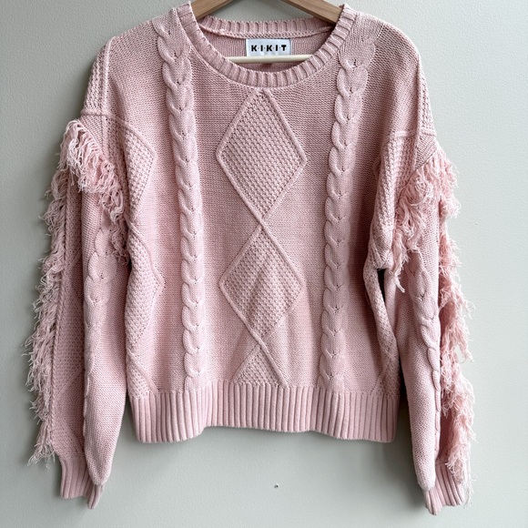 KINKIT Cable Knit Fringe Trim Sweater - Picture 1 of 11